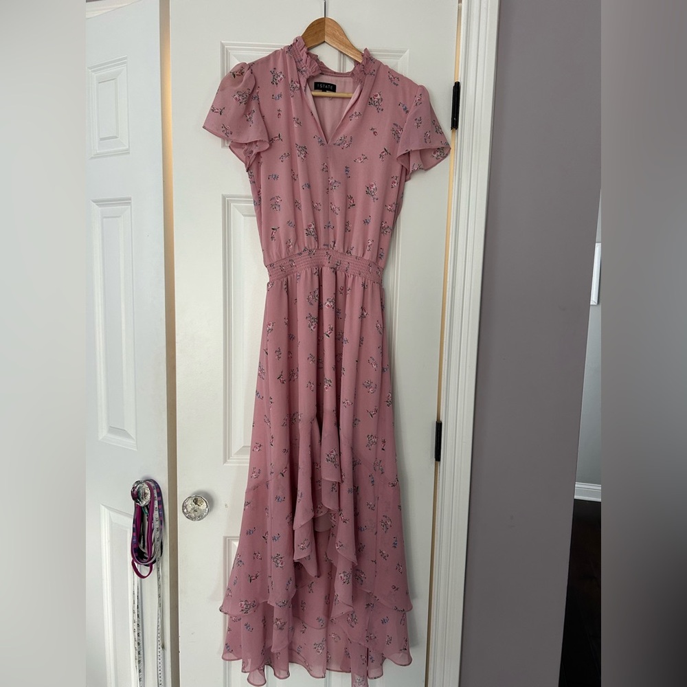 1 STATE Floral Pink Maxi Dress high low size xxs